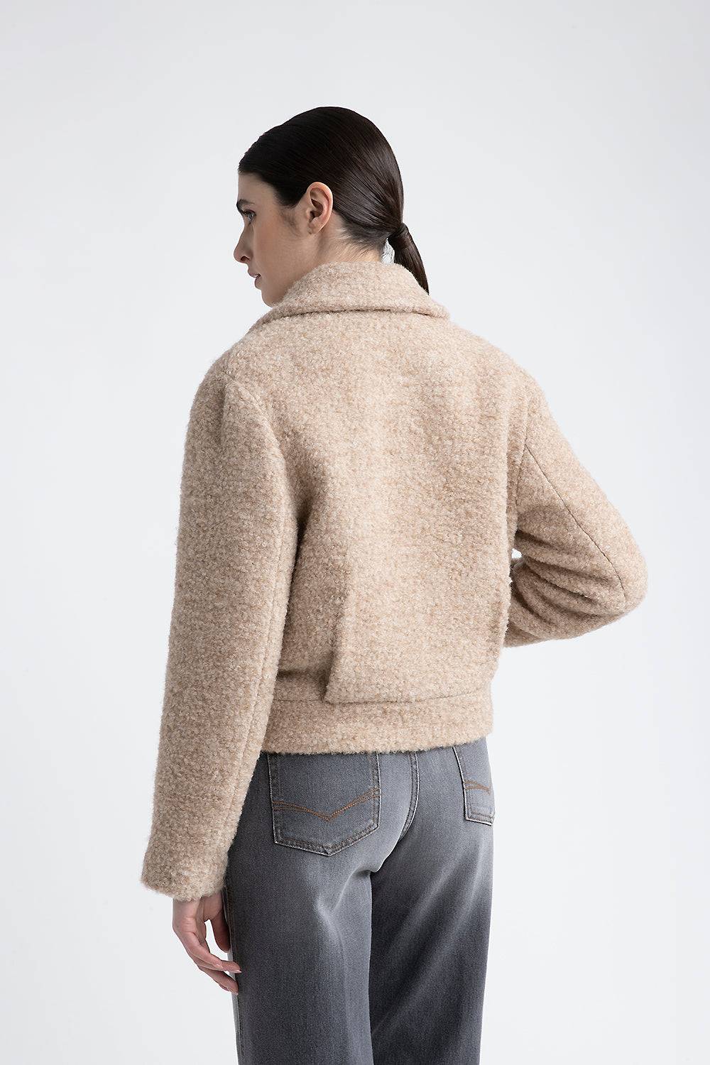 Peserico Blazer crop in panno bouclé di lana e alpaca Presa