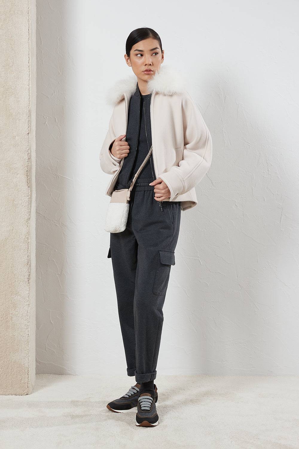 Peserico Felpa di cotone stretch smerigliata con Punto Luce Vendita Calda