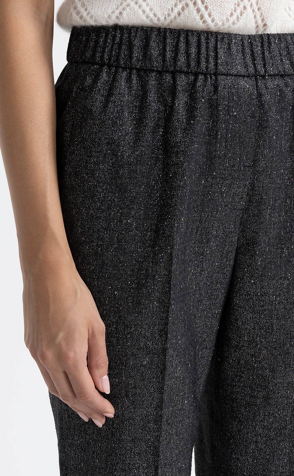 Peserico Pantalone carrot con elastico in tweed lurex Offerta natalizia