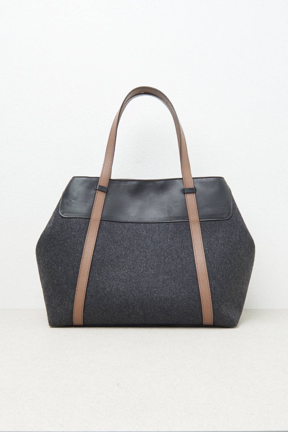 Peserico Borsa shopping in feltro, vera pelle e Punto Luce Lightning offer