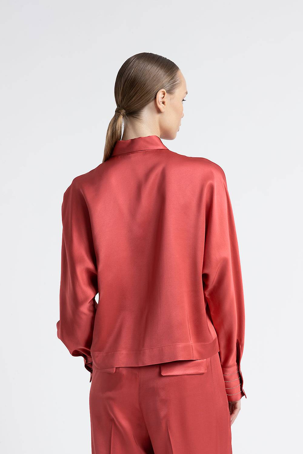 Peserico Camicia in raso di viscosa over e crop Liquidazione