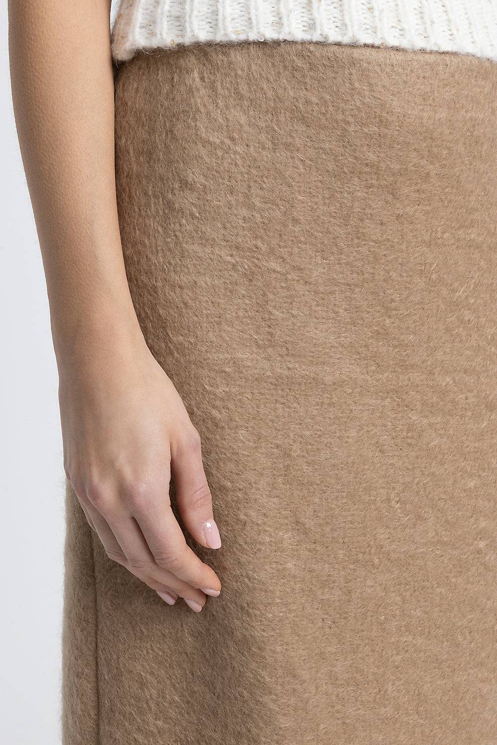 Peserico Gonna a tubino in panno a pelo lungo di lana e mohair Offerta speciale della fabbrica