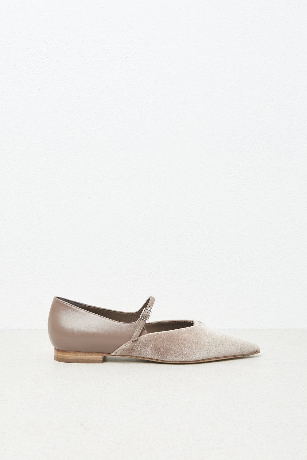 Peserico Ballerina flat in velluto e pelle Officina