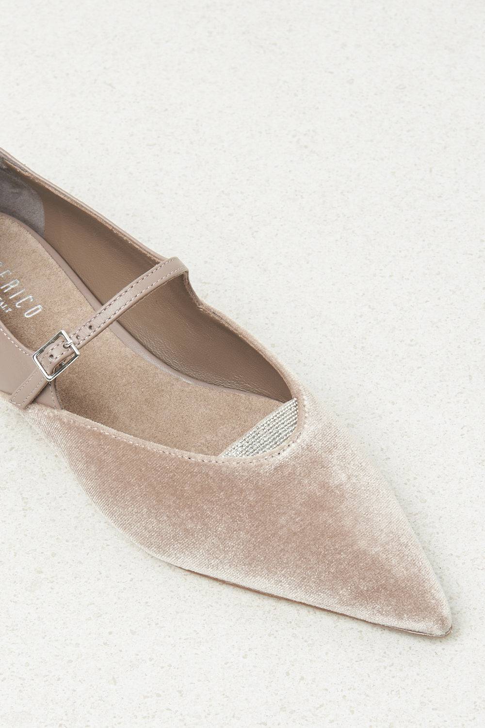 Peserico Ballerina flat in velluto e pelle Officina