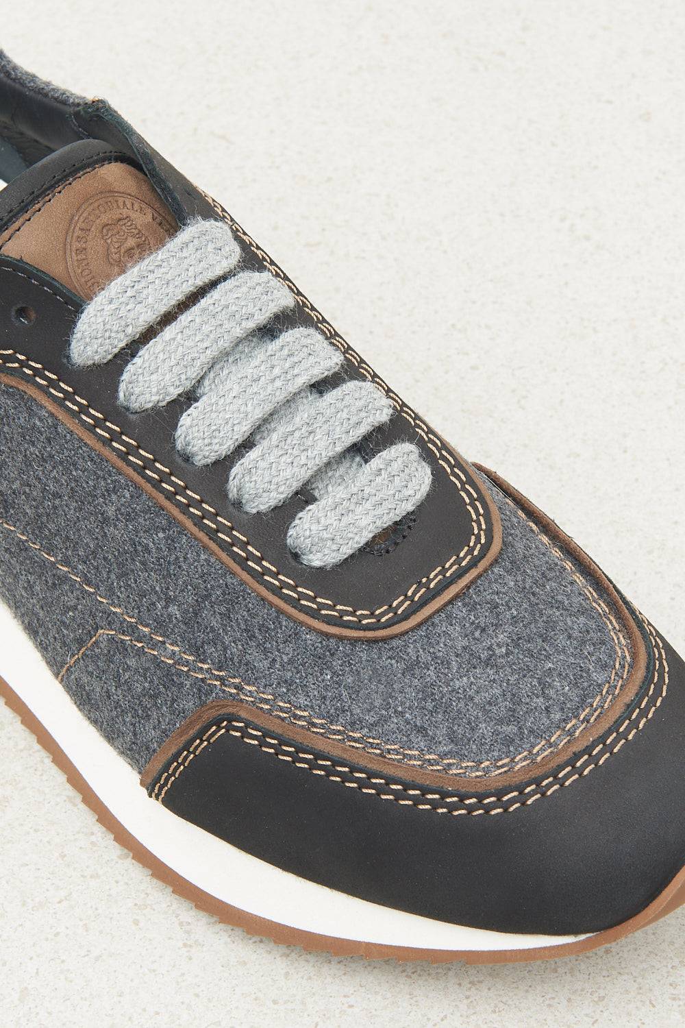 Peserico Sneakers vera pelle con feltro e lana Nuovo