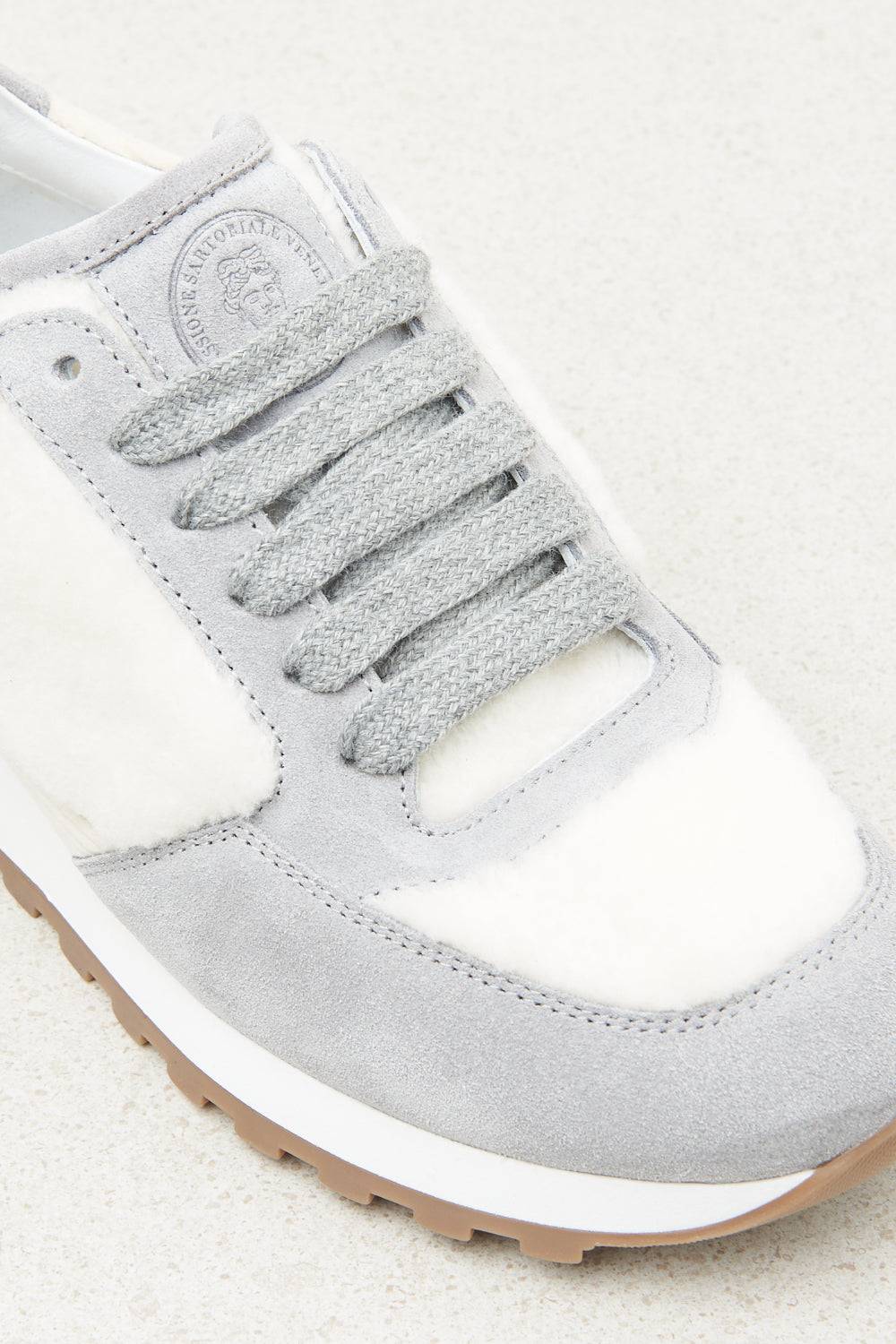 Peserico Sneakers in vera pelle e eco-pelliccia Qualità