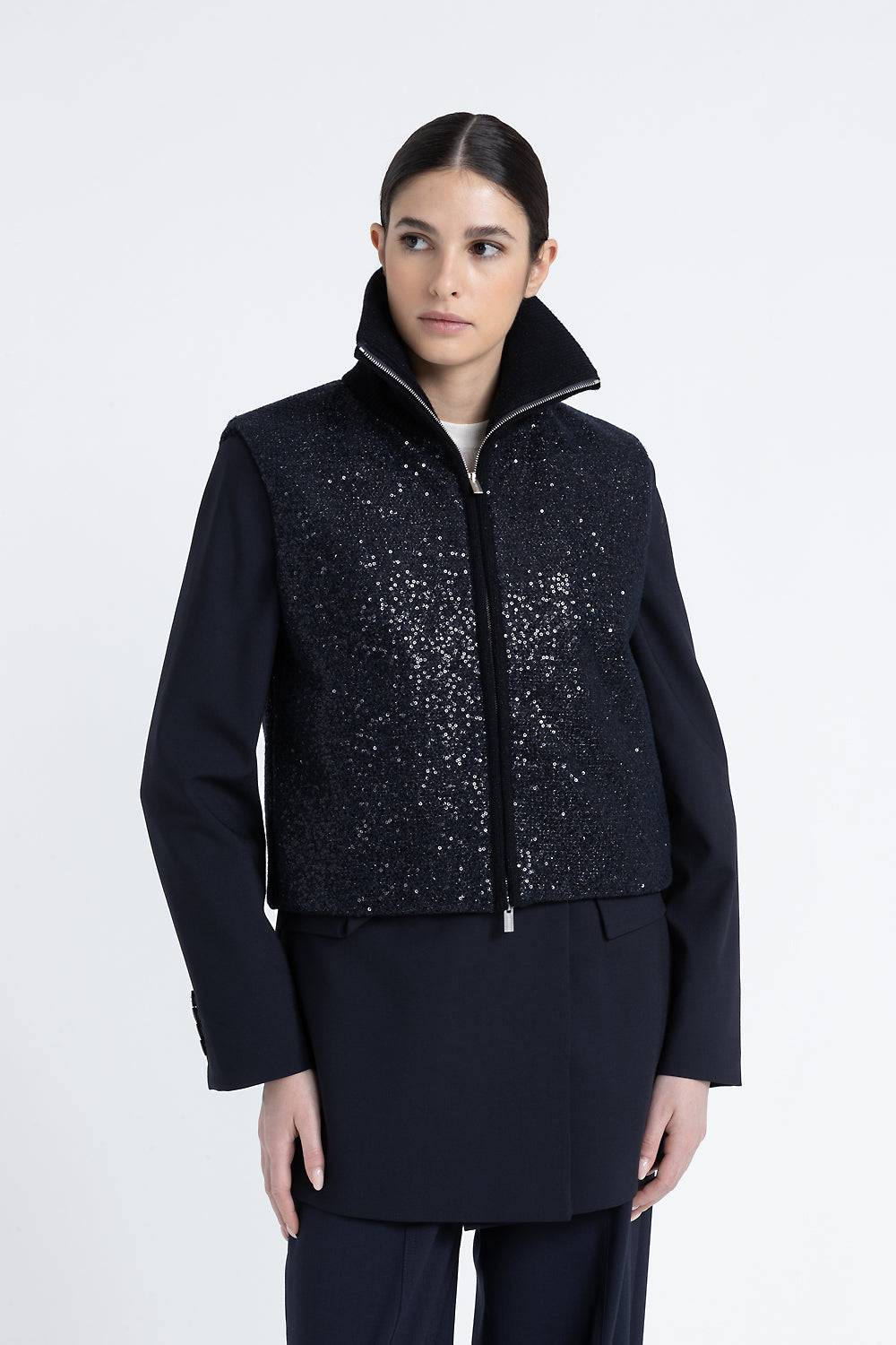 Peserico Gilet imbottito in panno lurex con paillettes Latest fashion