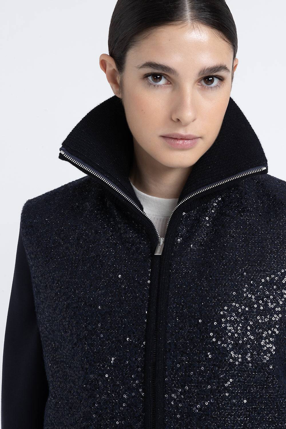 Peserico Gilet imbottito in panno lurex con paillettes Latest fashion