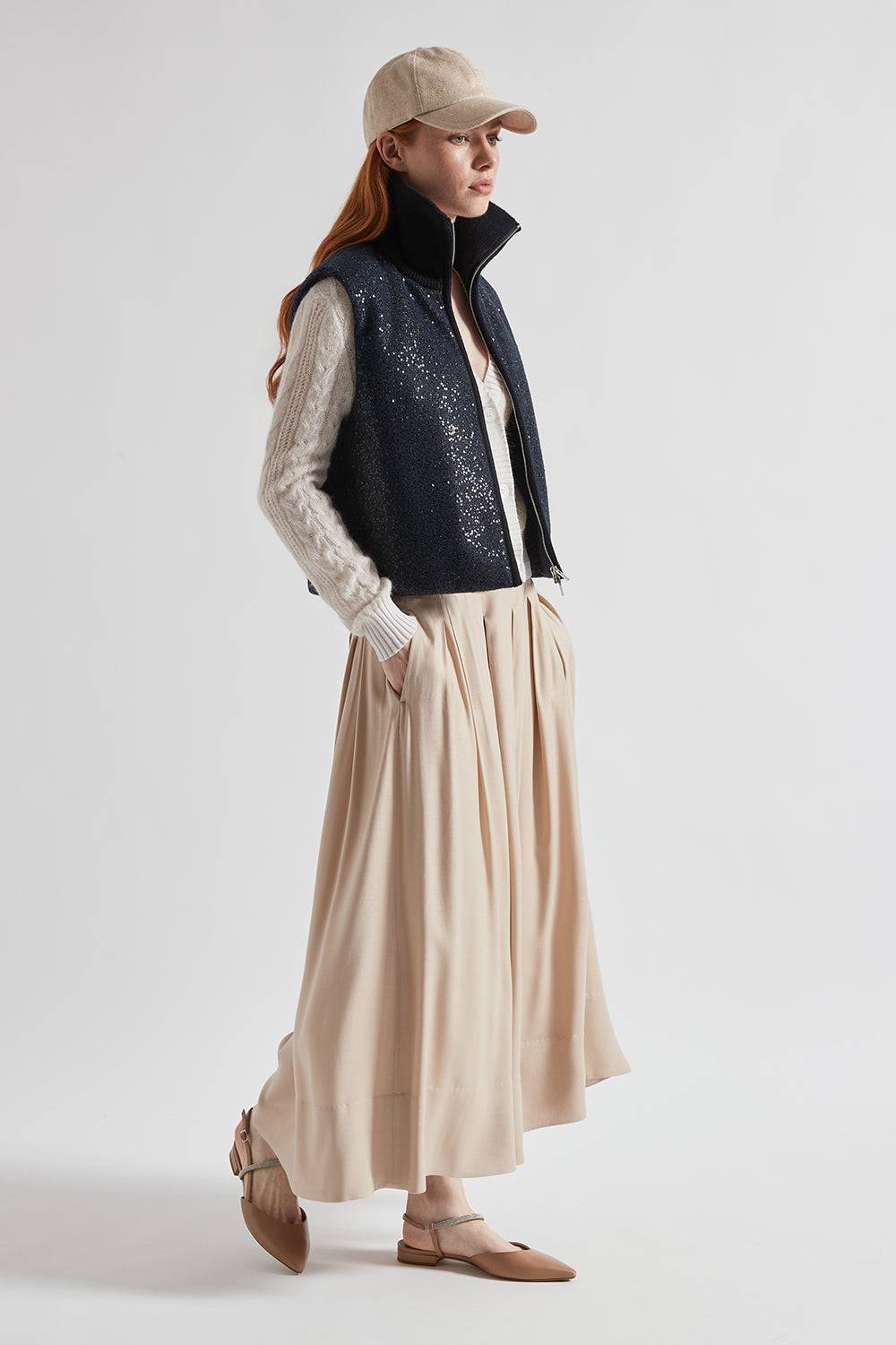 Peserico Gilet imbottito in panno lurex con paillettes Latest fashion