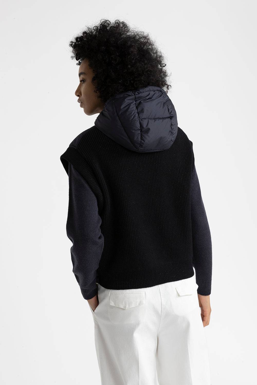Peserico Gilet in piuma con cappuccio in lana e microfibra Offerte esclusive