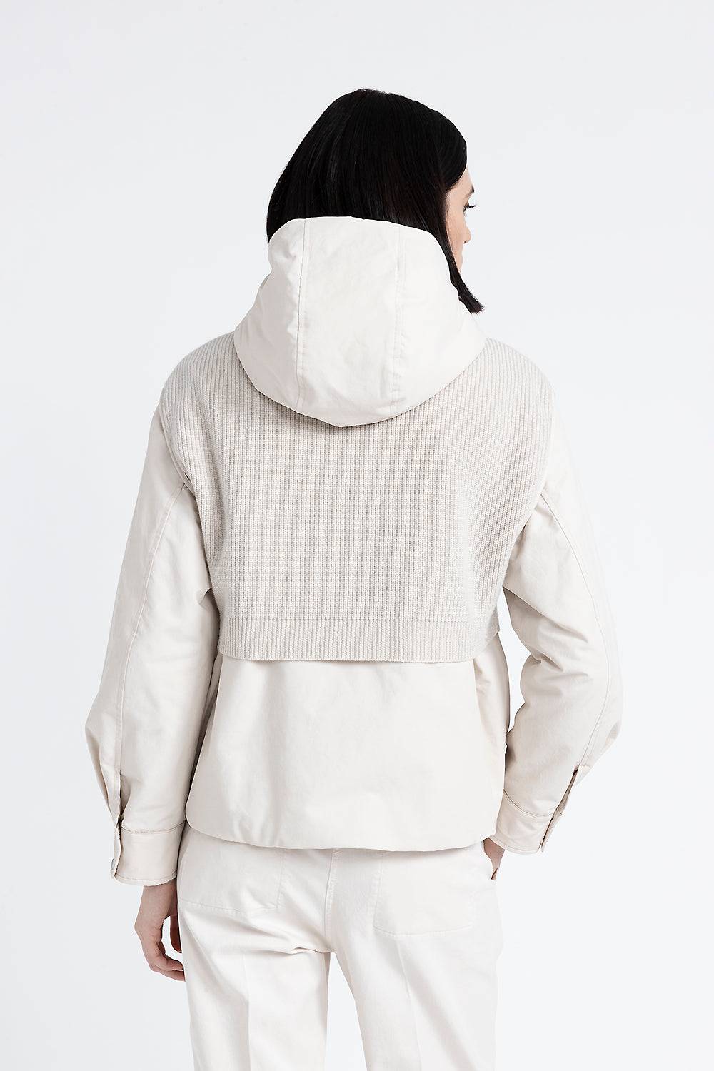 Peserico Giubbino con cappuccio in cotone tecnico, lana e cashmere Lightning offer