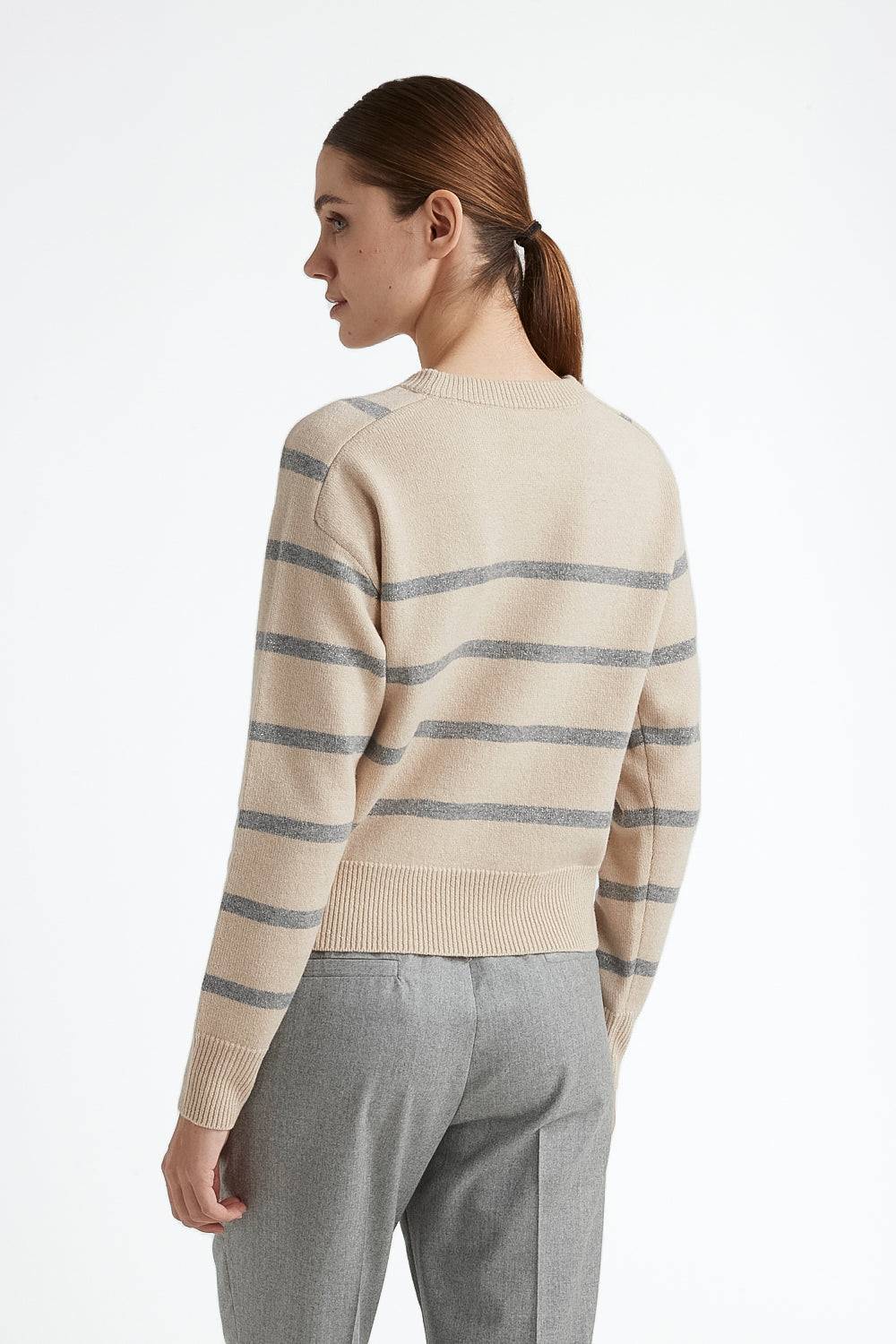 Peserico Maglia in lana e chashmere con righe in lurex Convenienza