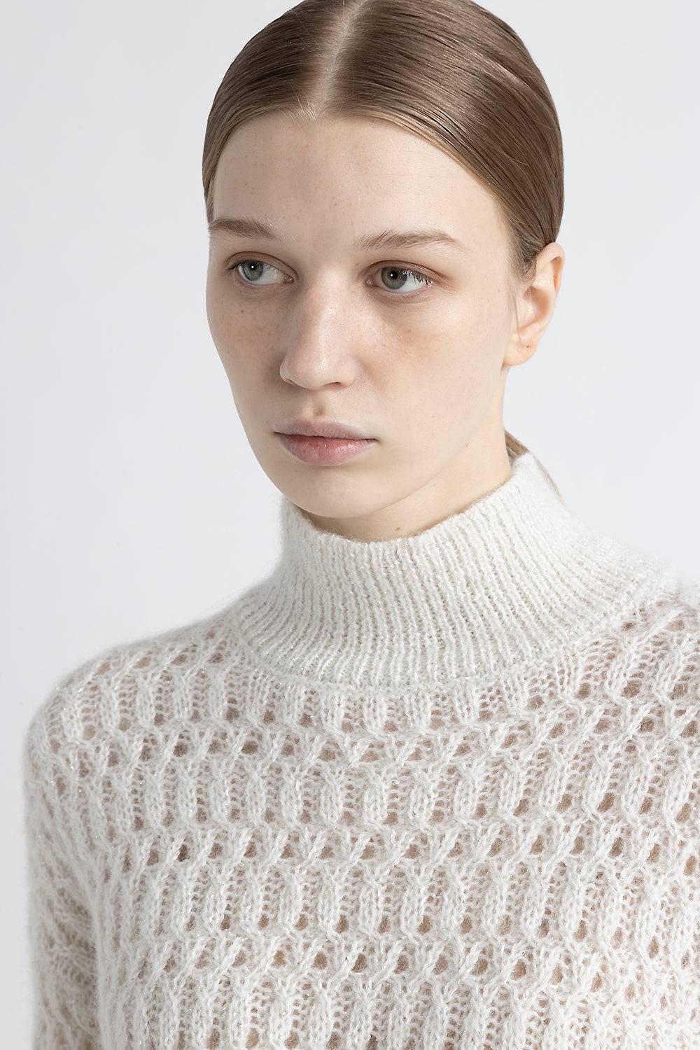 Peserico Maglia collo alto in lana d'alpaca intrecciata In Vendita