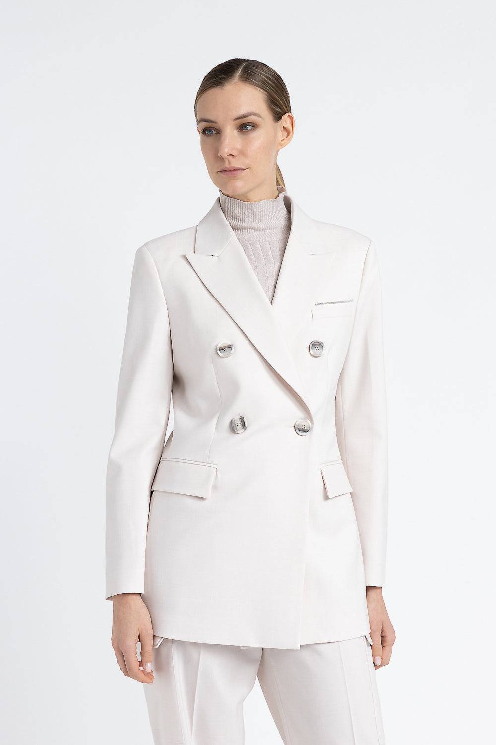 Peserico Blazer doppiopetto in twill di lana tecnica Vendita Calda
