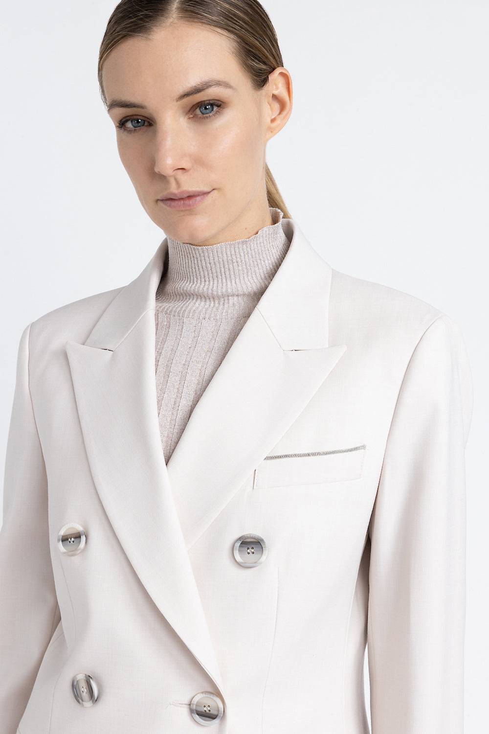 Peserico Blazer doppiopetto in twill di lana tecnica Vendita Calda
