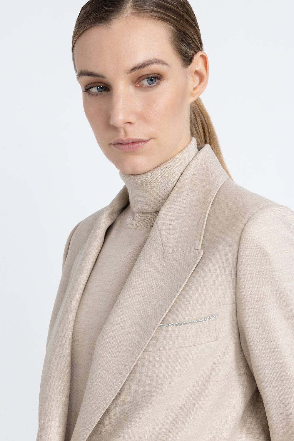 Peserico Blazer monopetto in lana jaspé comfort Loro Piana Saldi Di Fabbrica