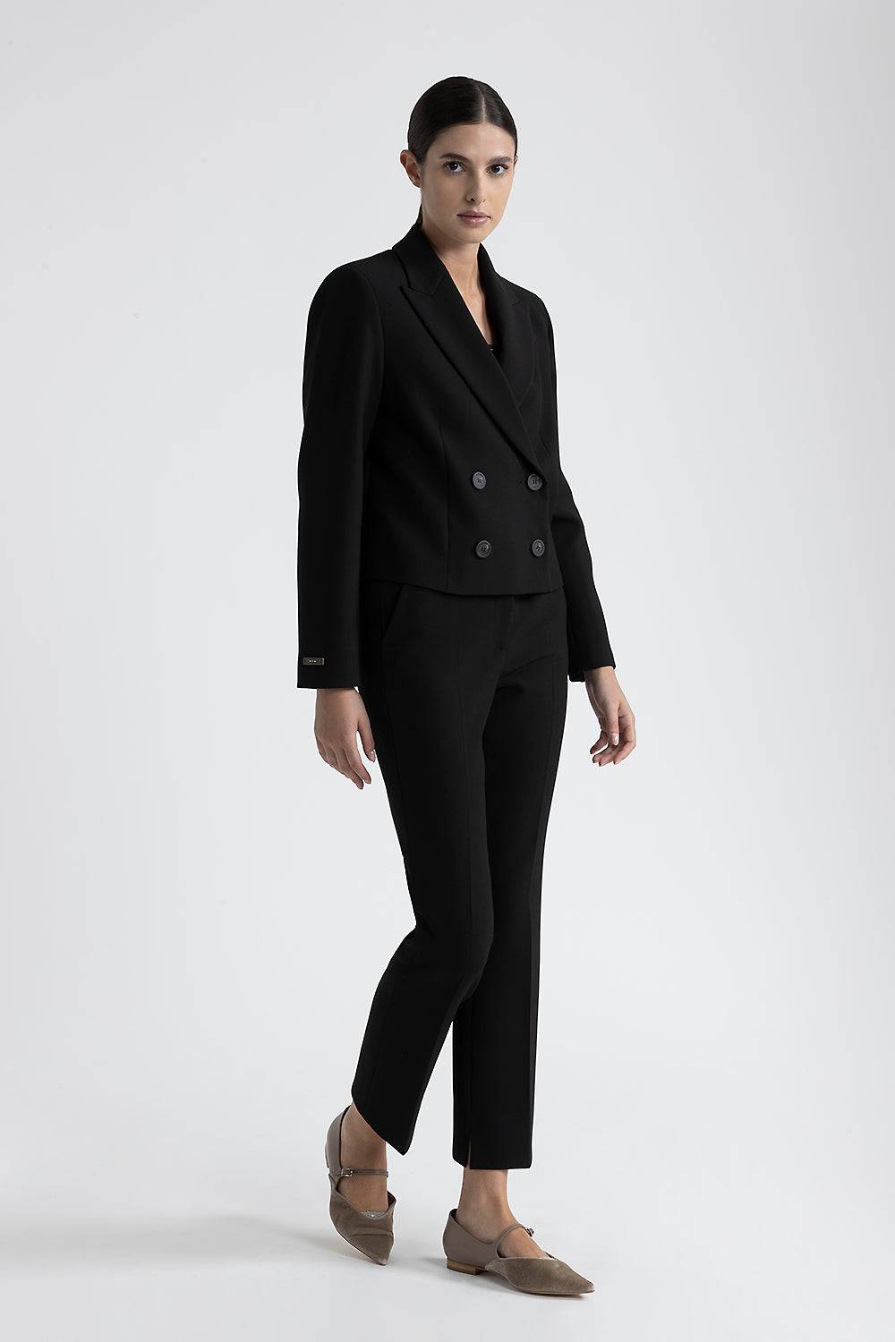 Peserico Blazer doppiopetto crop in viscosa e cotone Vendite Flash