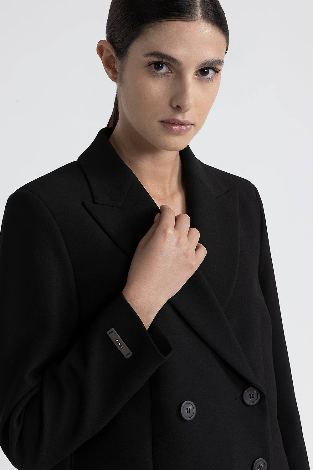 Peserico Blazer doppiopetto crop in viscosa e cotone Vendite Flash