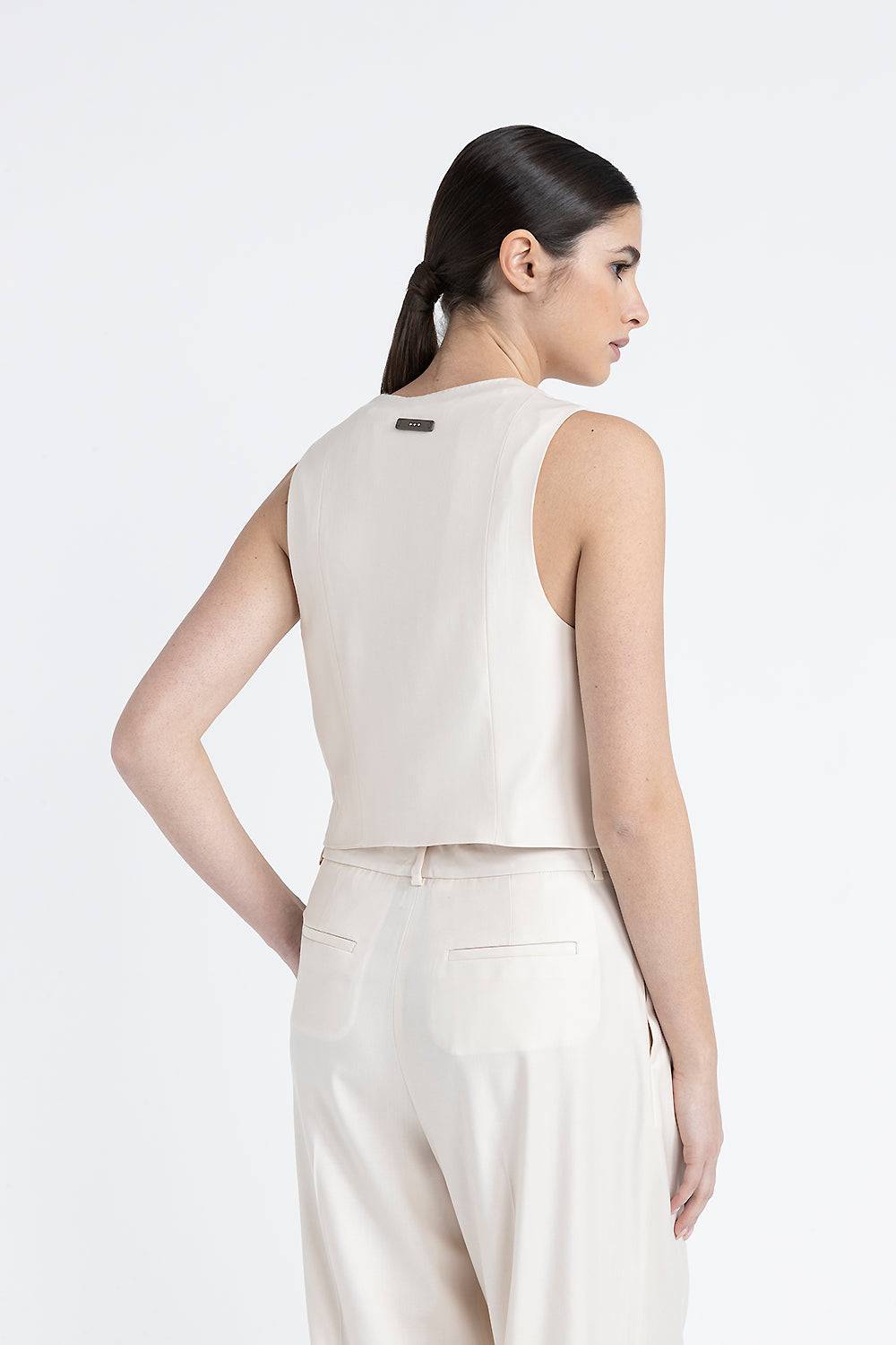 Peserico Gilet monopetto tre bottoni in twill di lana viscosa In Saldo