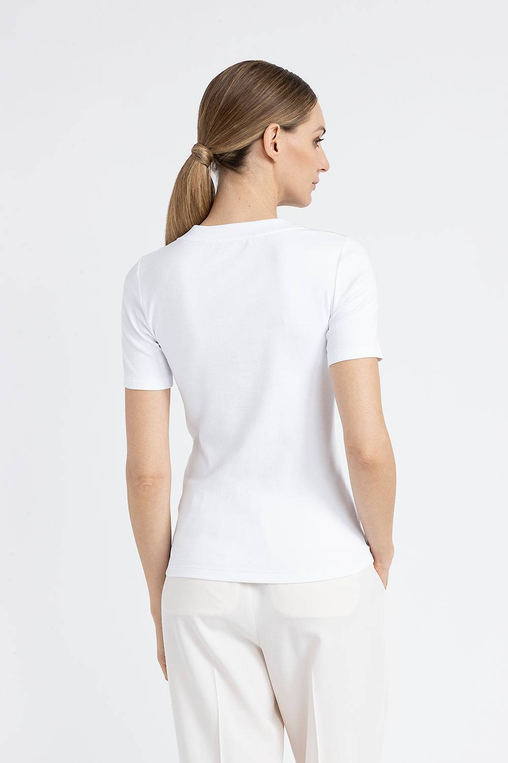 Peserico T-shirt in jersey con scollo a V in seta Spedizione gratuita