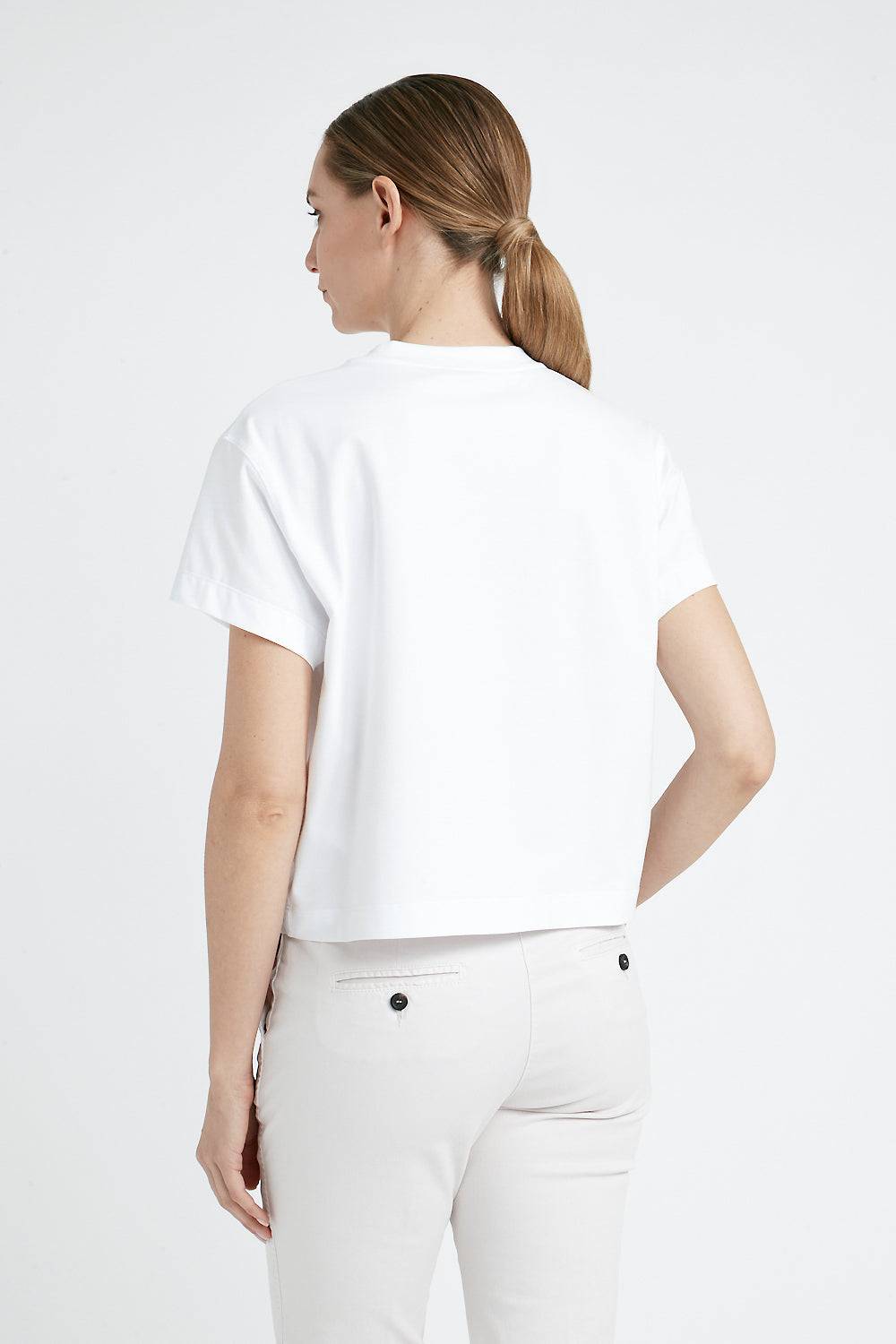 Peserico T-shirt in jersey di cotone con ricamo Negozio online di fabbrica