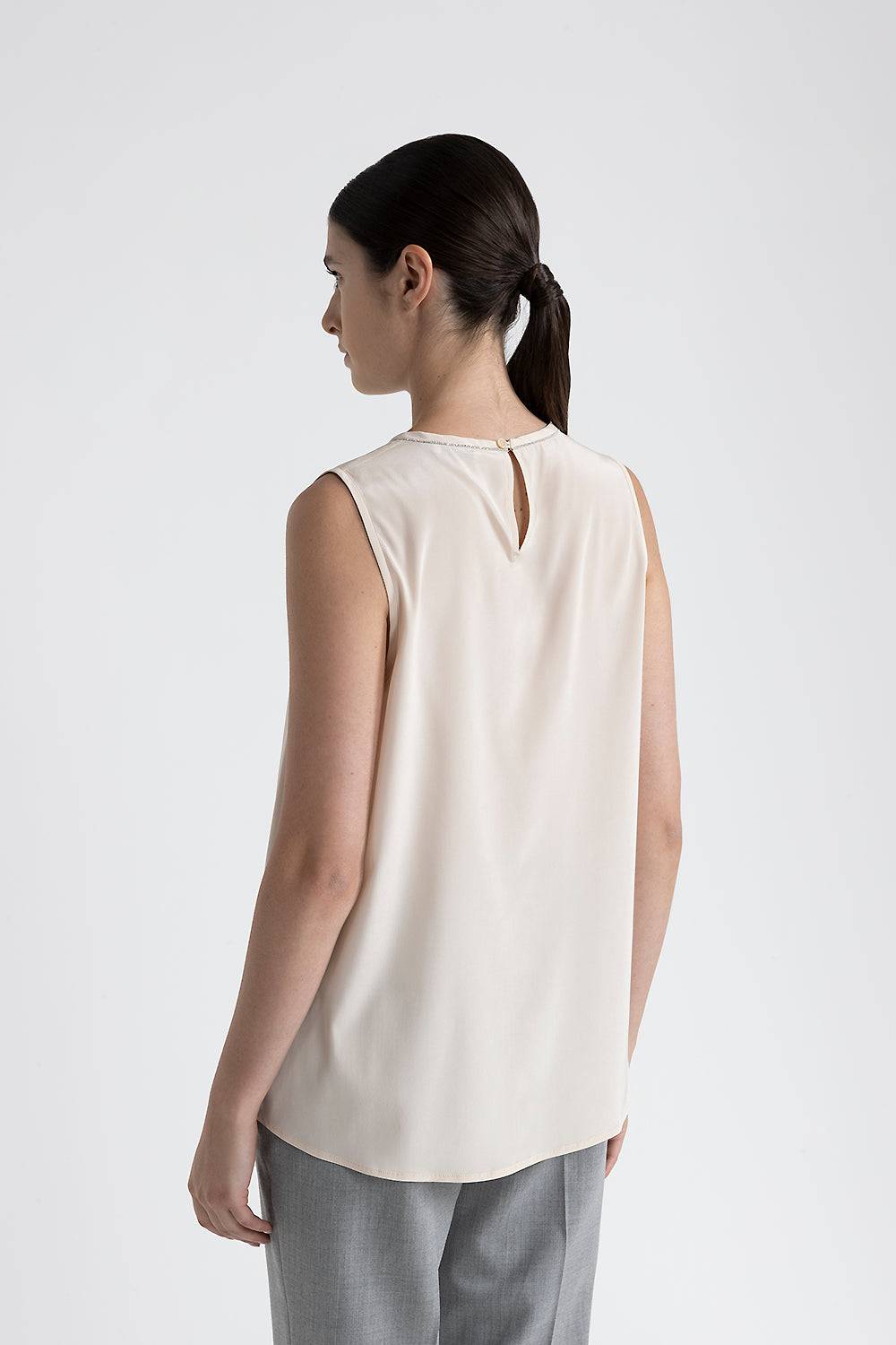 Peserico Top girocollo in crepe de chine di seta Grande vendita