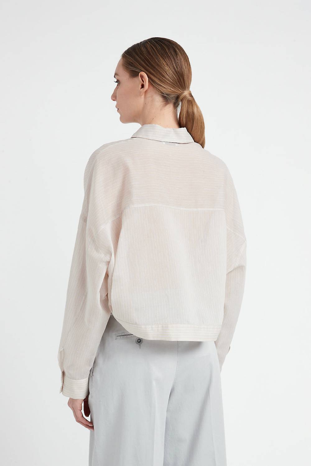 Peserico Camicia in organza rigata di cotone e seta Shopping online