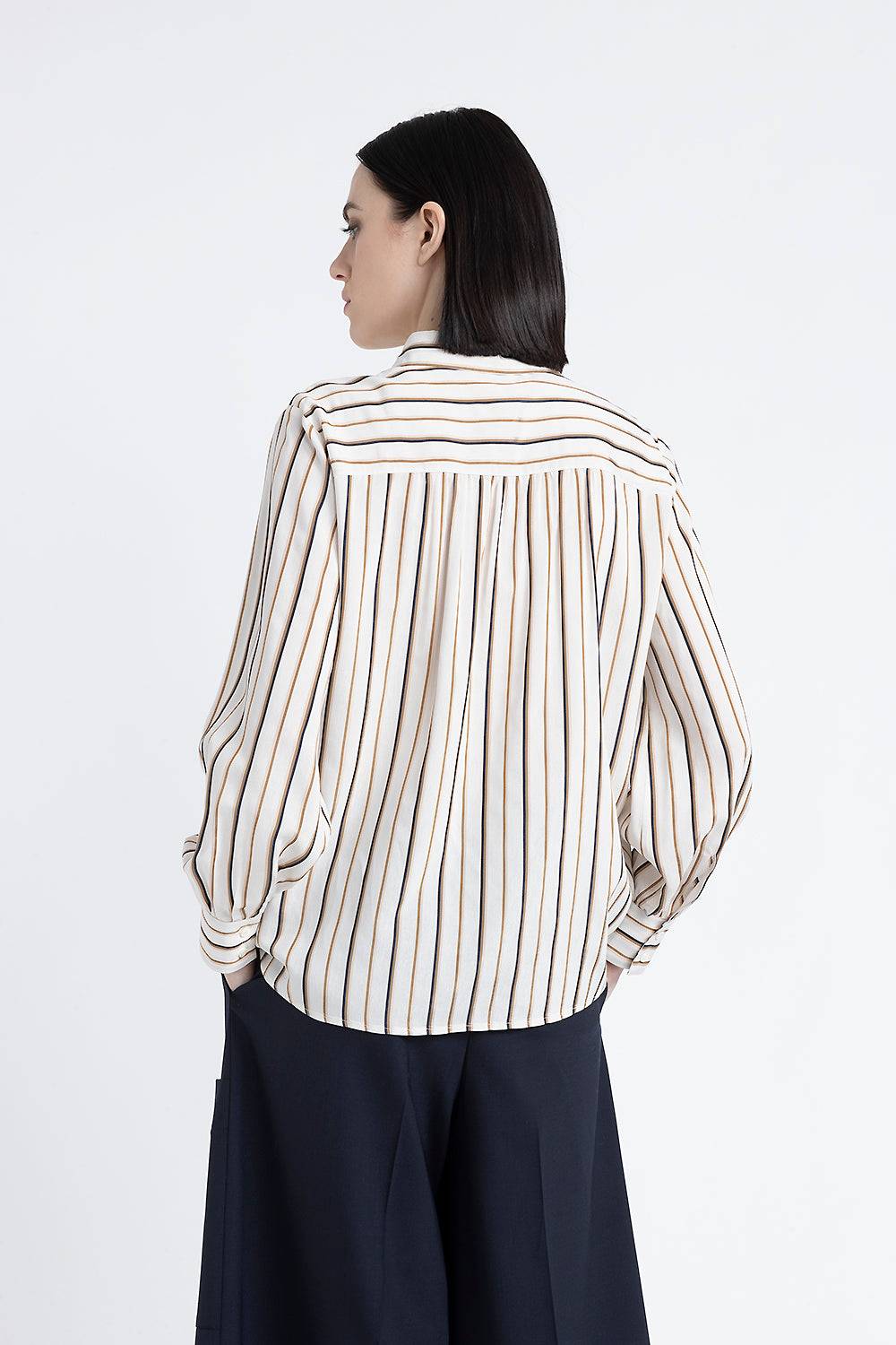 Peserico Camicia a righe in viscosa e seta Offerta esclusiva