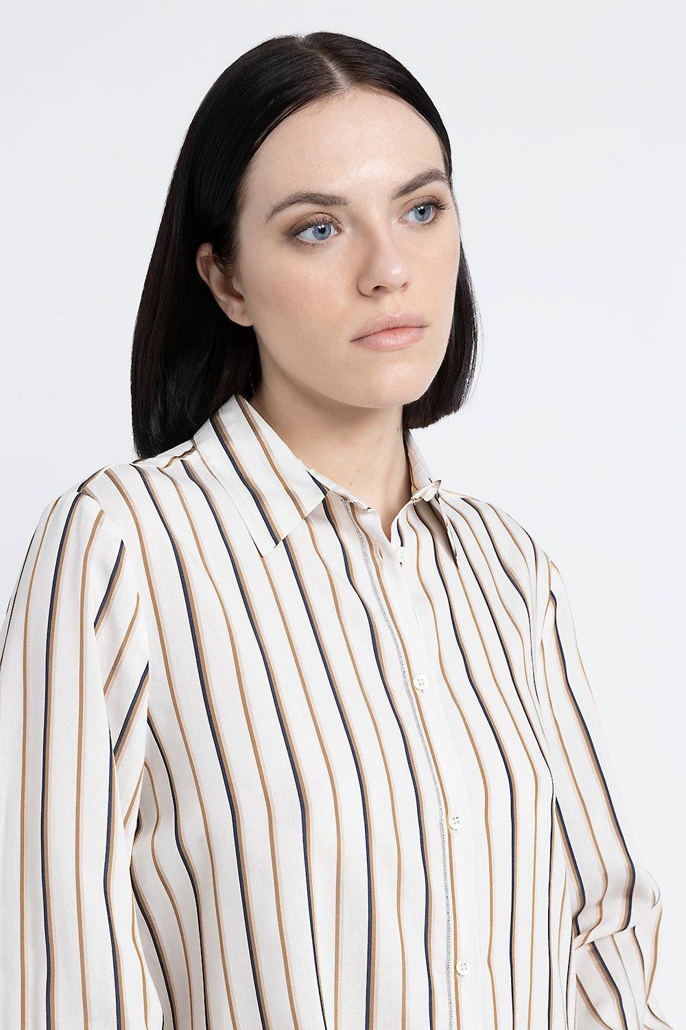 Peserico Camicia a righe in viscosa e seta Offerta esclusiva