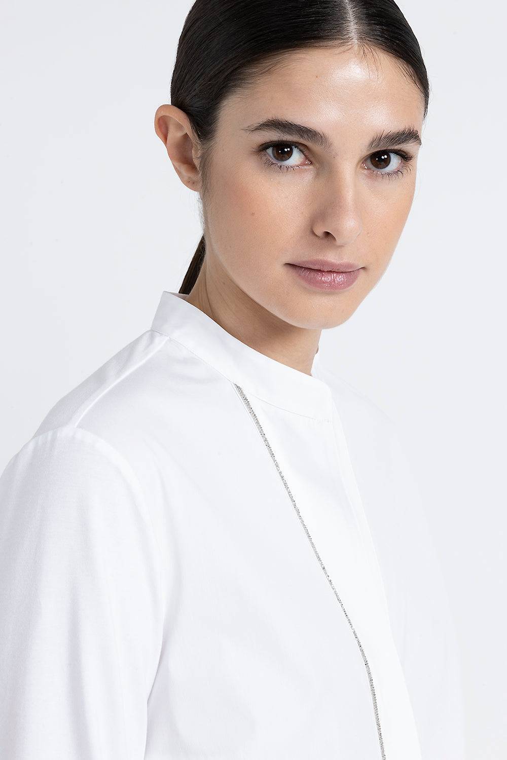 Peserico Camicia coreana in popeline e jersey di cotone Offerta natalizia