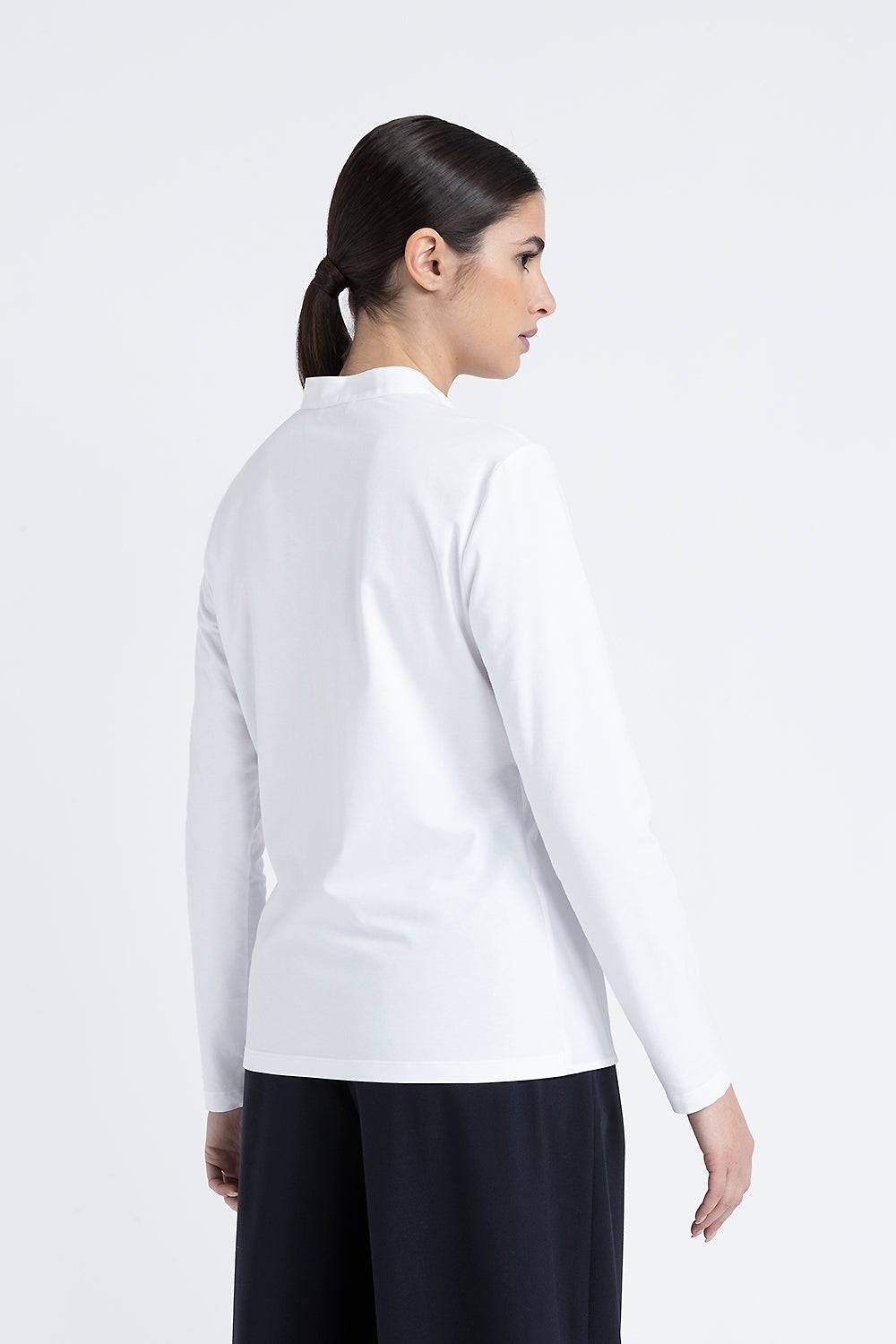 Peserico Camicia coreana in popeline e jersey di cotone Offerta natalizia