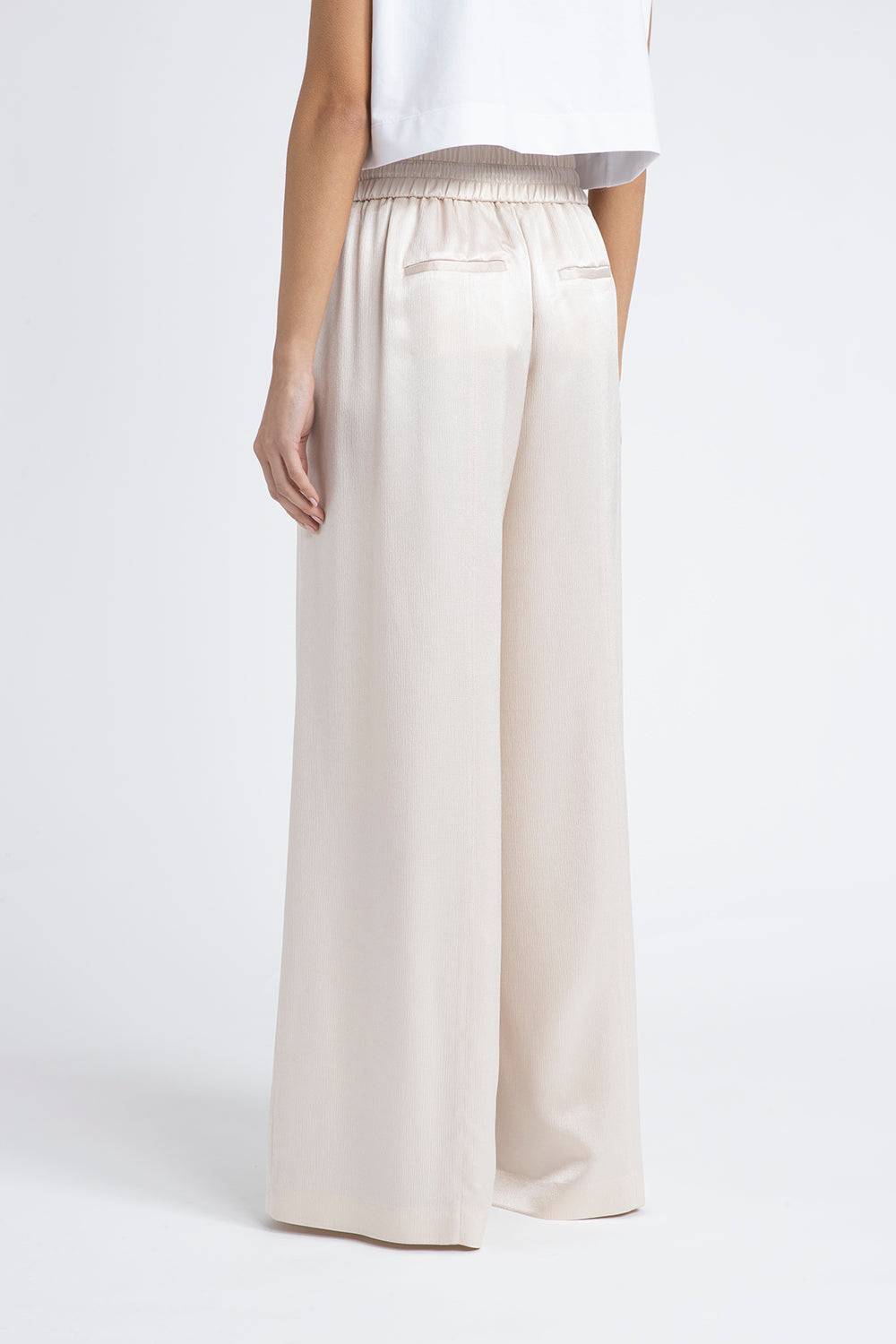 Peserico Pantalone wide semilucido in lana e viscosa Offerta San Valentino