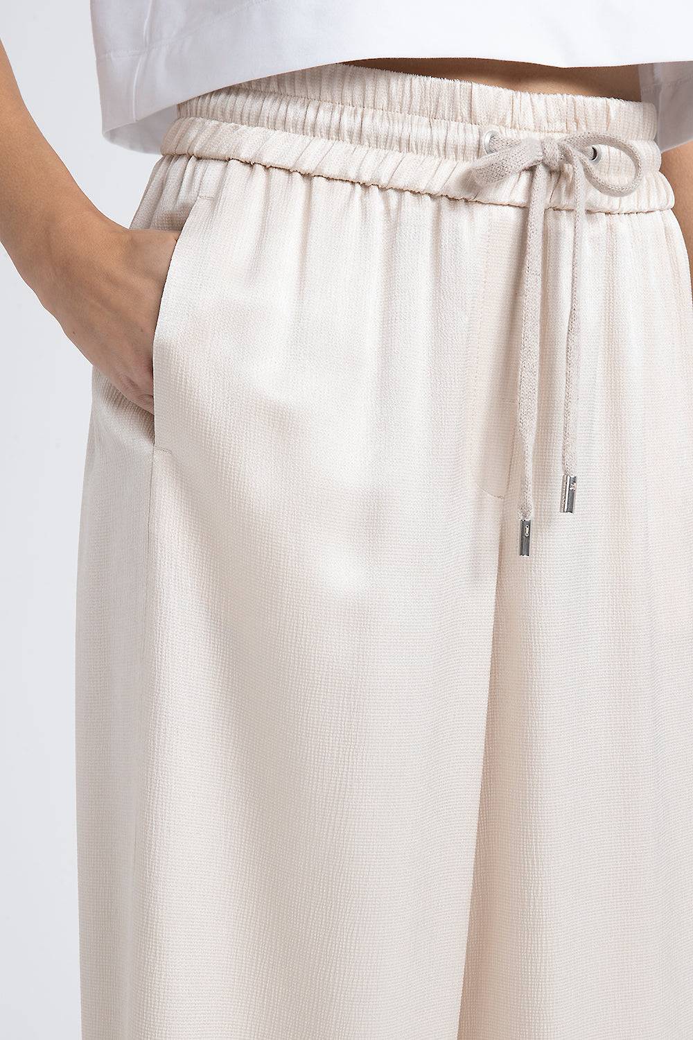Peserico Pantalone wide semilucido in lana e viscosa Offerta San Valentino