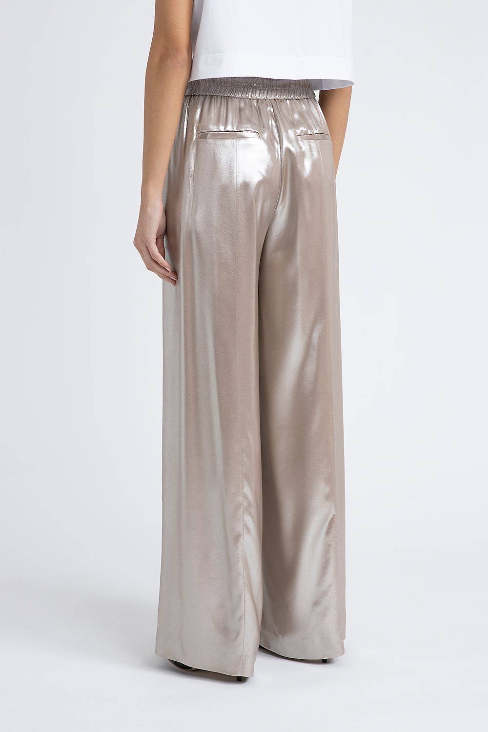 Peserico Pantalone in fluido twill laminato argento Offerta Anniversario
