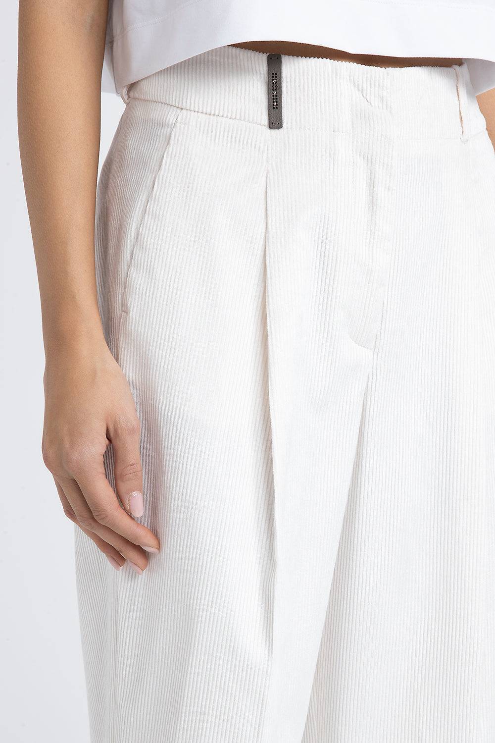 Peserico Pantalone carrot in velluto fluido 1000 righe Offerta migliore