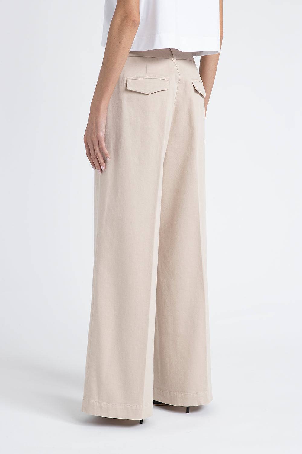 Peserico Pantalone gamba larga in gabardina di cotone Grandi sconti