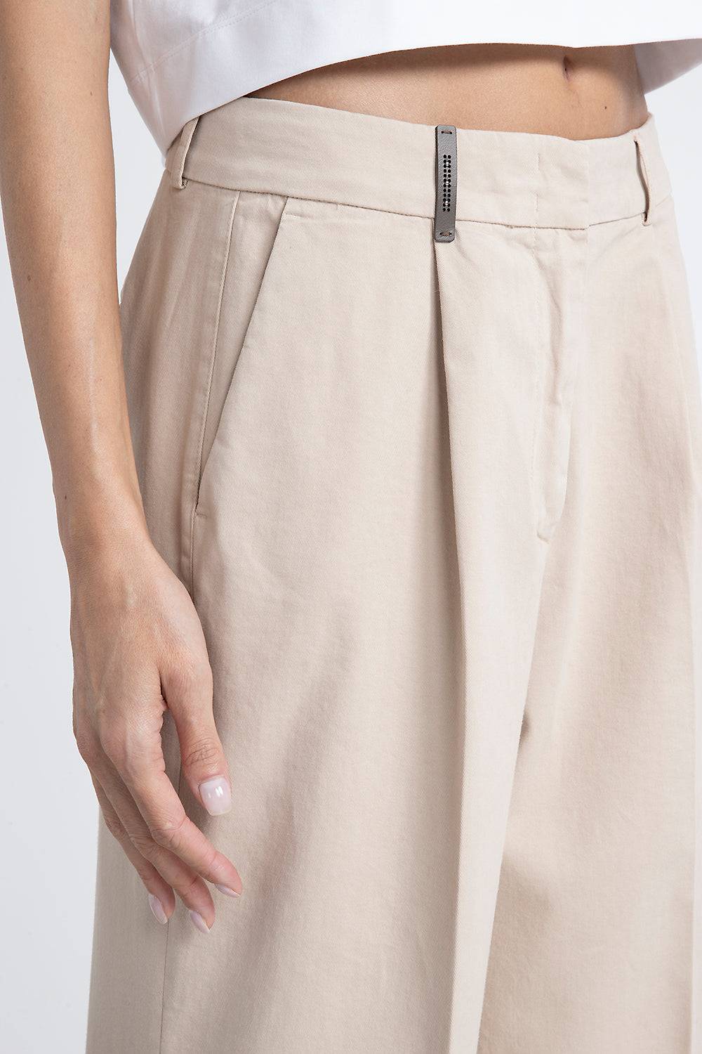 Peserico Pantalone gamba larga in gabardina di cotone Grandi sconti