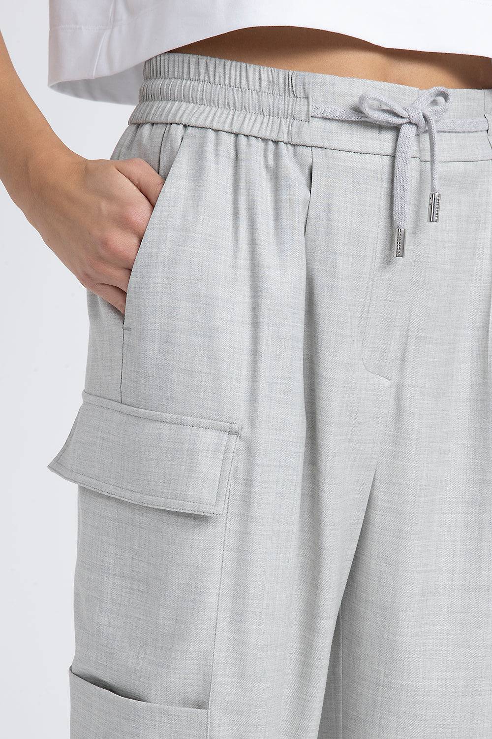 Peserico Pantalone baggy con tasche cargo in lana viscosa Offerte stagionali