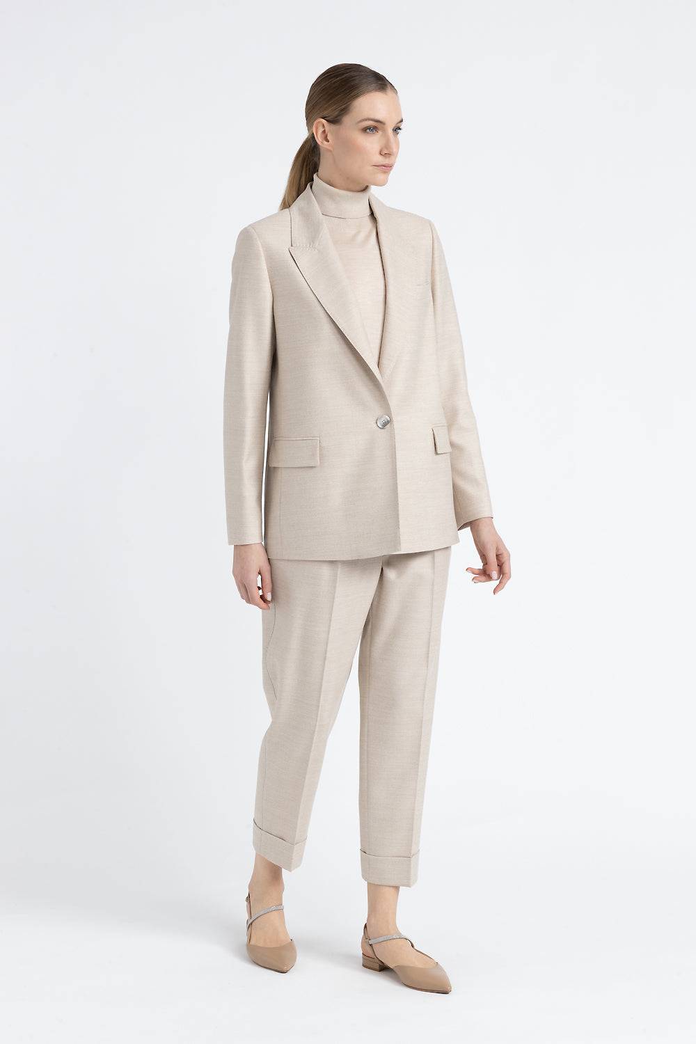 Peserico Pantalone in tela di lana jaspé comfort Loro Piana Sconti VIP