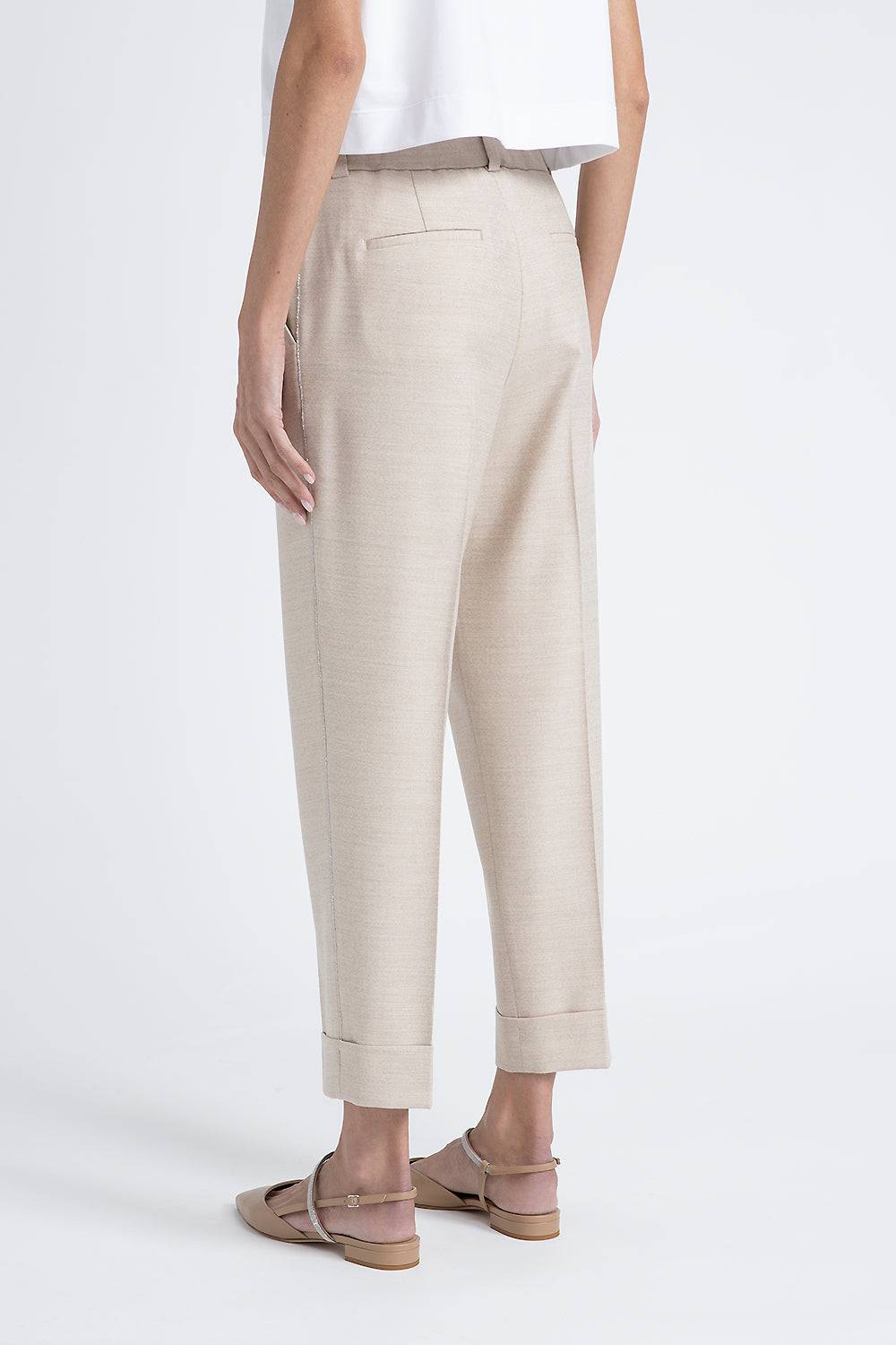 Peserico Pantalone in tela di lana jaspé comfort Loro Piana Sconti VIP