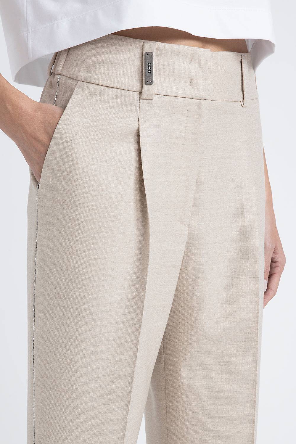 Peserico Pantalone in tela di lana jaspé comfort Loro Piana Sconti VIP