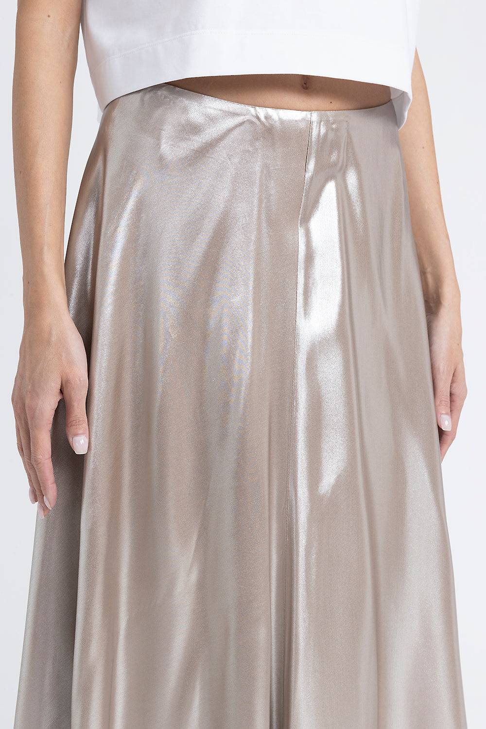 Peserico Gonna midi asimmetrica in twill laminato argento Officina
