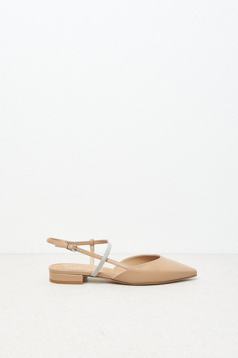 Peserico Ballerine slingback flat in pelle con Punto Luce Italy