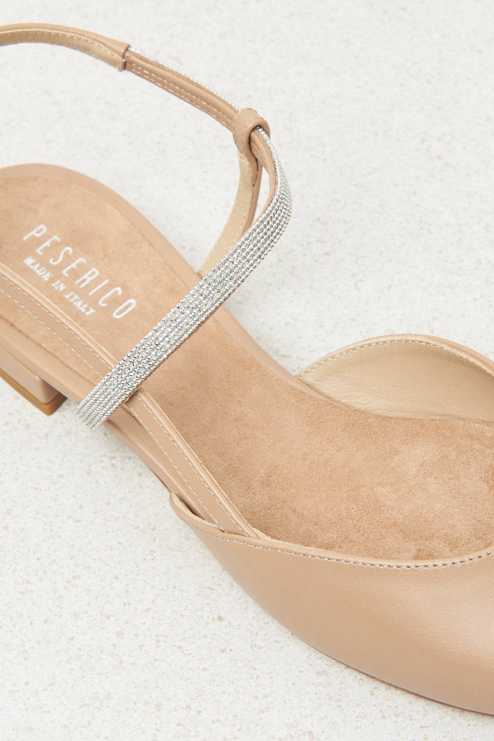 Peserico Ballerine slingback flat in pelle con Punto Luce Italy