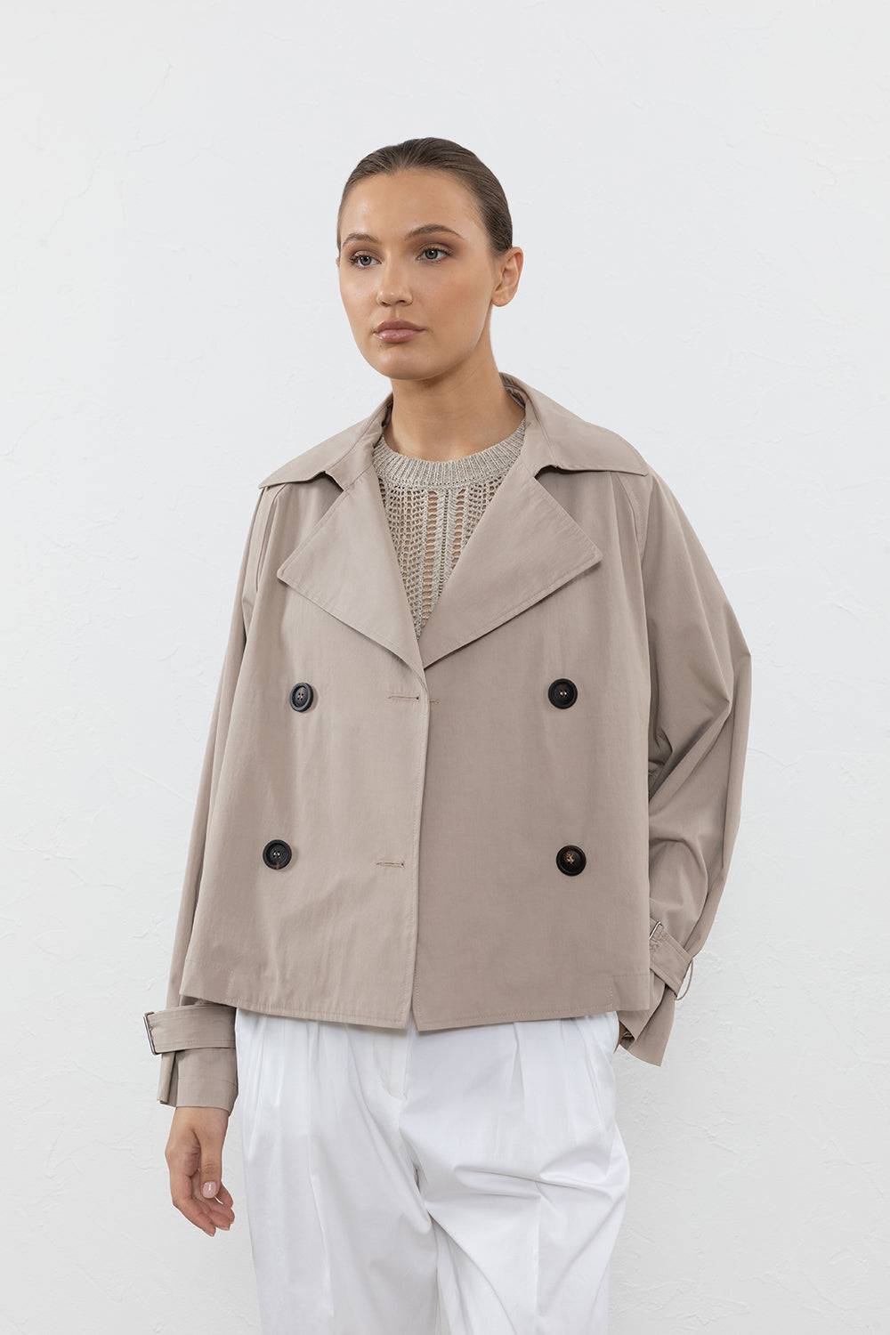 Peserico Trench corto in gabardina di cotone tecnica Nuovo