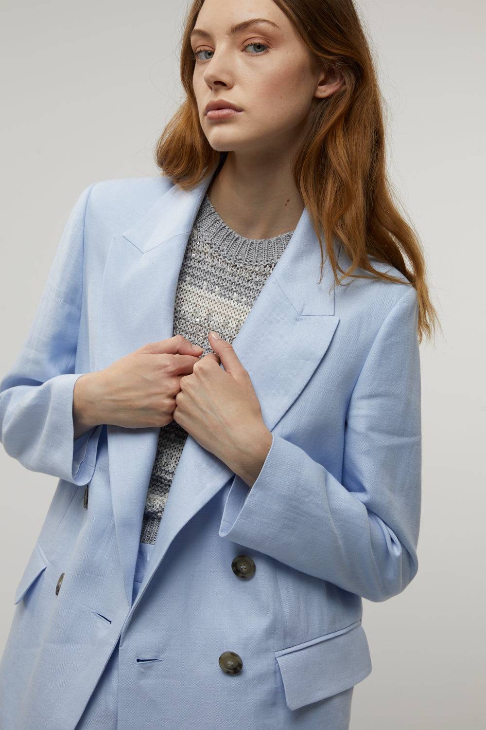 Peserico Blazer doppiopetto in gabardina di puro lino Spedizione Gratuita