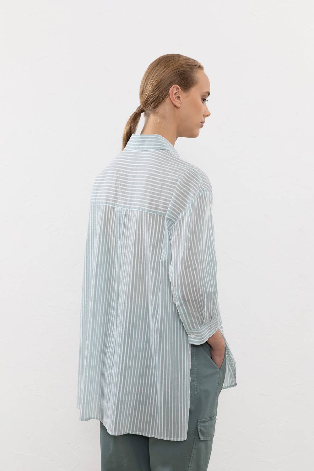 Peserico Camicia in leggera tela rigata di cotone Consegna Veloce