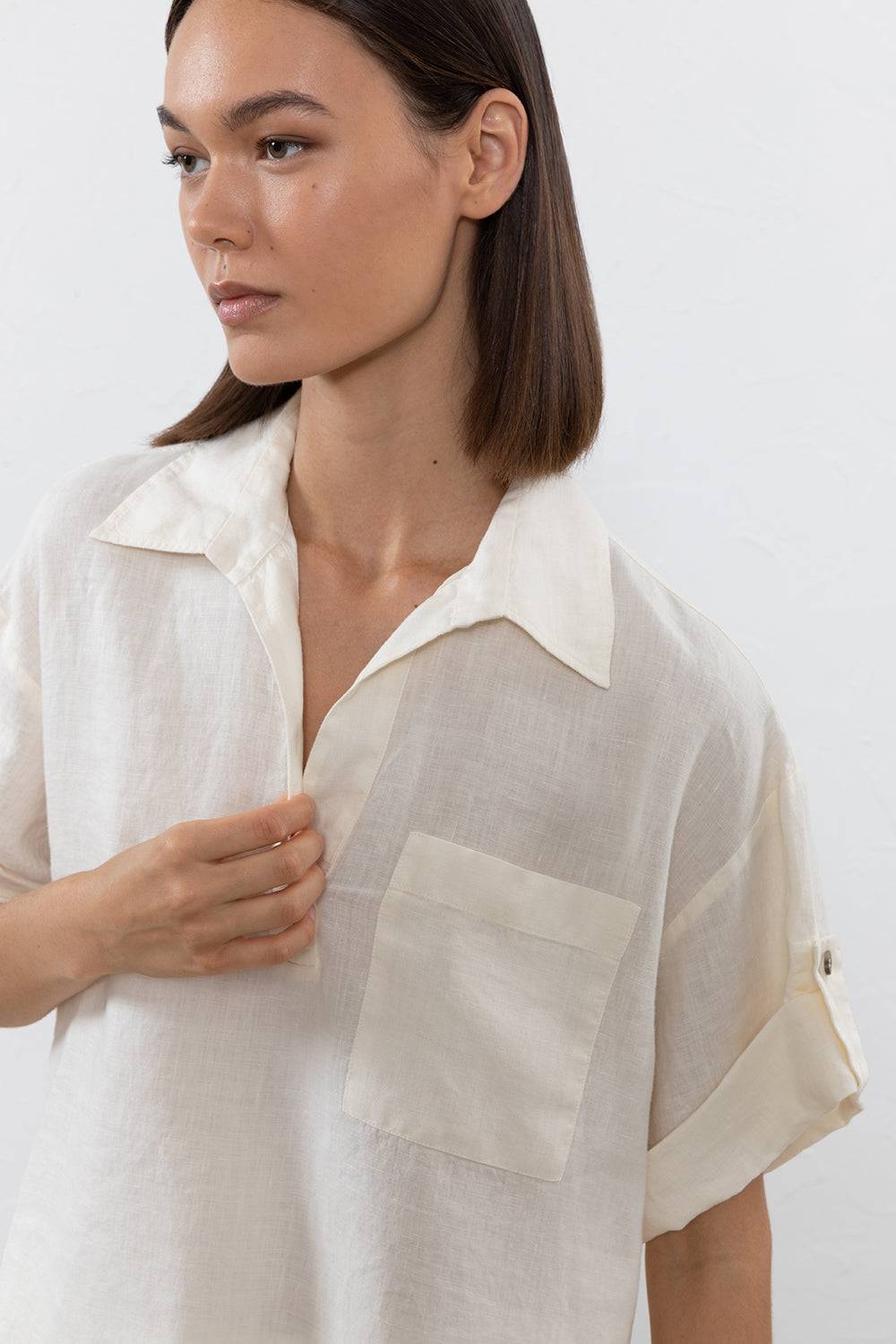 Peserico Blusa in tela di puro lino Promozione Limitata
