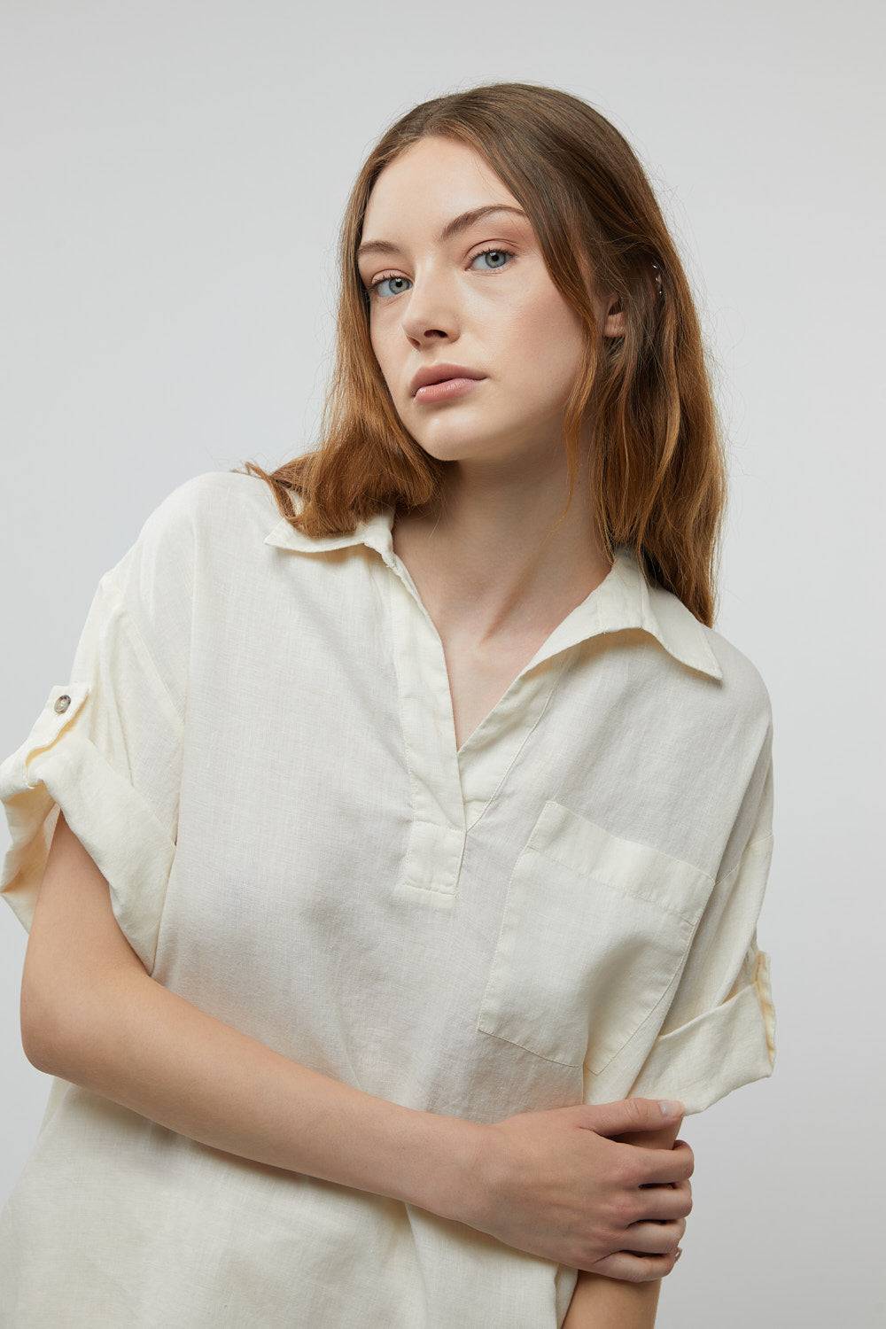 Peserico Blusa in tela di puro lino Promozione Limitata