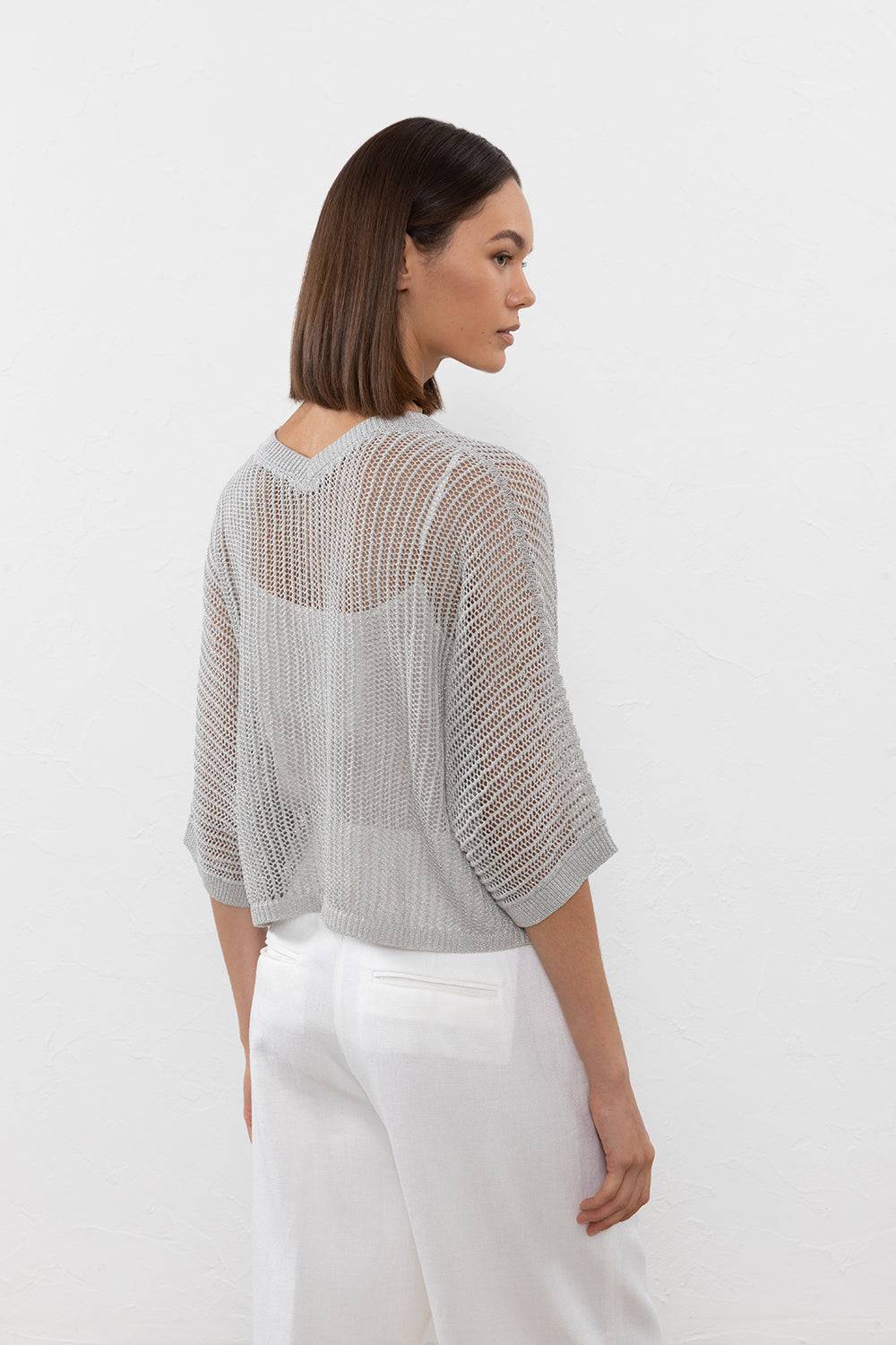 Peserico Maglia in filato di lino cotone crepe e lurex Convenienza